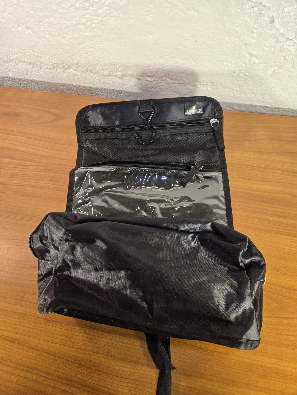 Schwarzkopf Hanging Travel Toiletry Bag Foldable Cosmetic Makeup Organizer Black